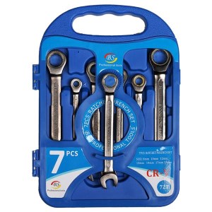 مجموعه 7 عددی آچار یکسر تخت جغجغه ای بی اس